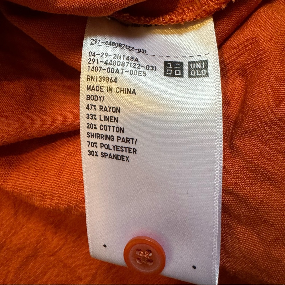 Uniqlo Women's Sleeveless Dress in Rust Orange Rayon Linen Pockets - Picture 6 of 9